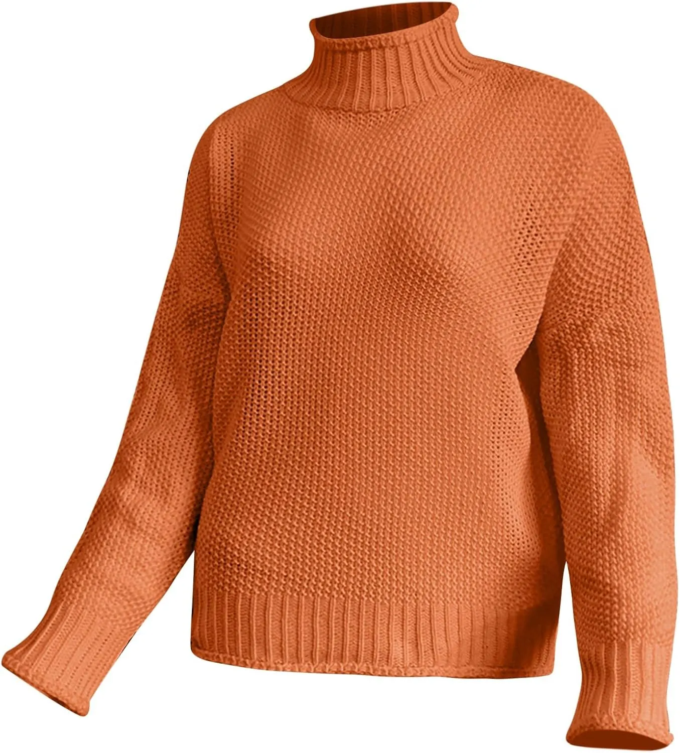 Womens Turtleneck Oversized Long Sleeve Fall Sweater 2023 Plus Size Tunic Pullover Mock Neck Sweaters Ribbed Knit Tops