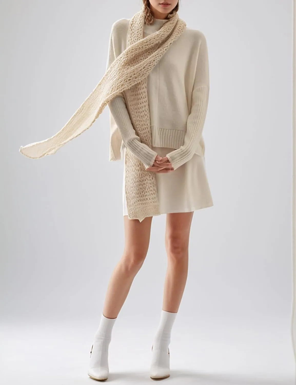 Women’s Turtleneck Sweater Ribbed Mock Neck Chunky Oversized Knit Pullover Loose Fit Long Sleeve Knitted Sweater Tops