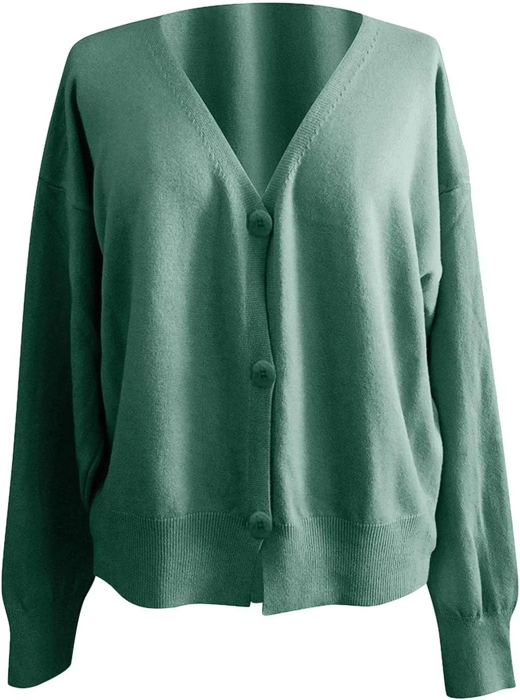 Women's V Neck Button Cardigans Long Sleeve Cable Knit Sweaters Lightweight Jackets Fall Fashion Outerwear Coat