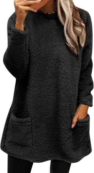 Women's Winter Coats Plus Size Sweaters Cute Clothes with Pockets Warm Sweater Tops Fall Trench Coat for Women 2024