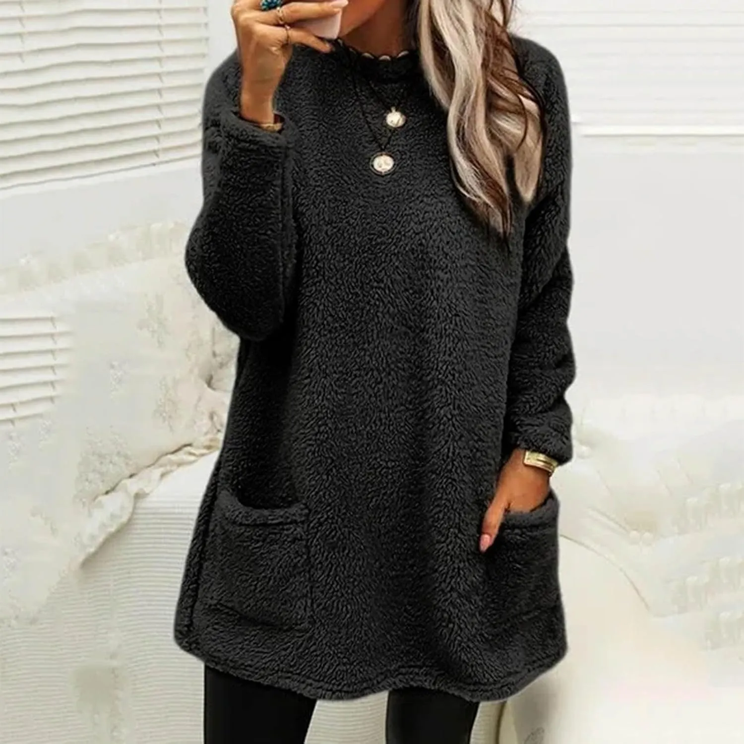 Women's Winter Coats Plus Size Sweaters Cute Clothes with Pockets Warm Sweater Tops Fall Trench Coat for Women 2024
