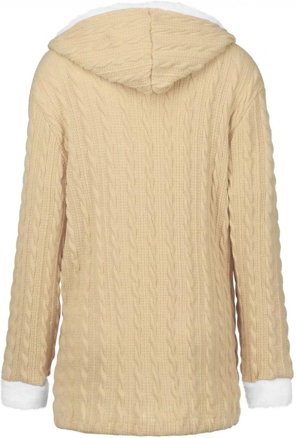 Womens Winter Fleece Liner Hooded Cardigans Button Up Cable Knit Sweater Coat Solid Classic Outerwear with Pockets