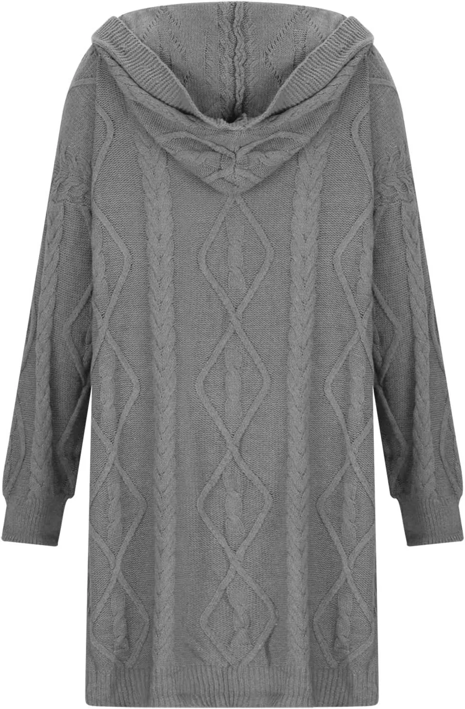 Women's Winter Open Front Chunky Knit Hoodies Sweater Long Sleeve Button Down Cardigan Casual Outwear with Pockets