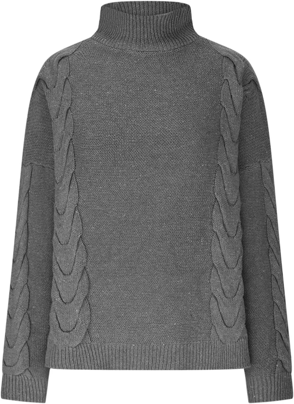 Women's Winter Warm Long Sleeve Turtleneck Oversized Sweater Trendy Casual Solid Color Loose Cable Knit Pullover Tops