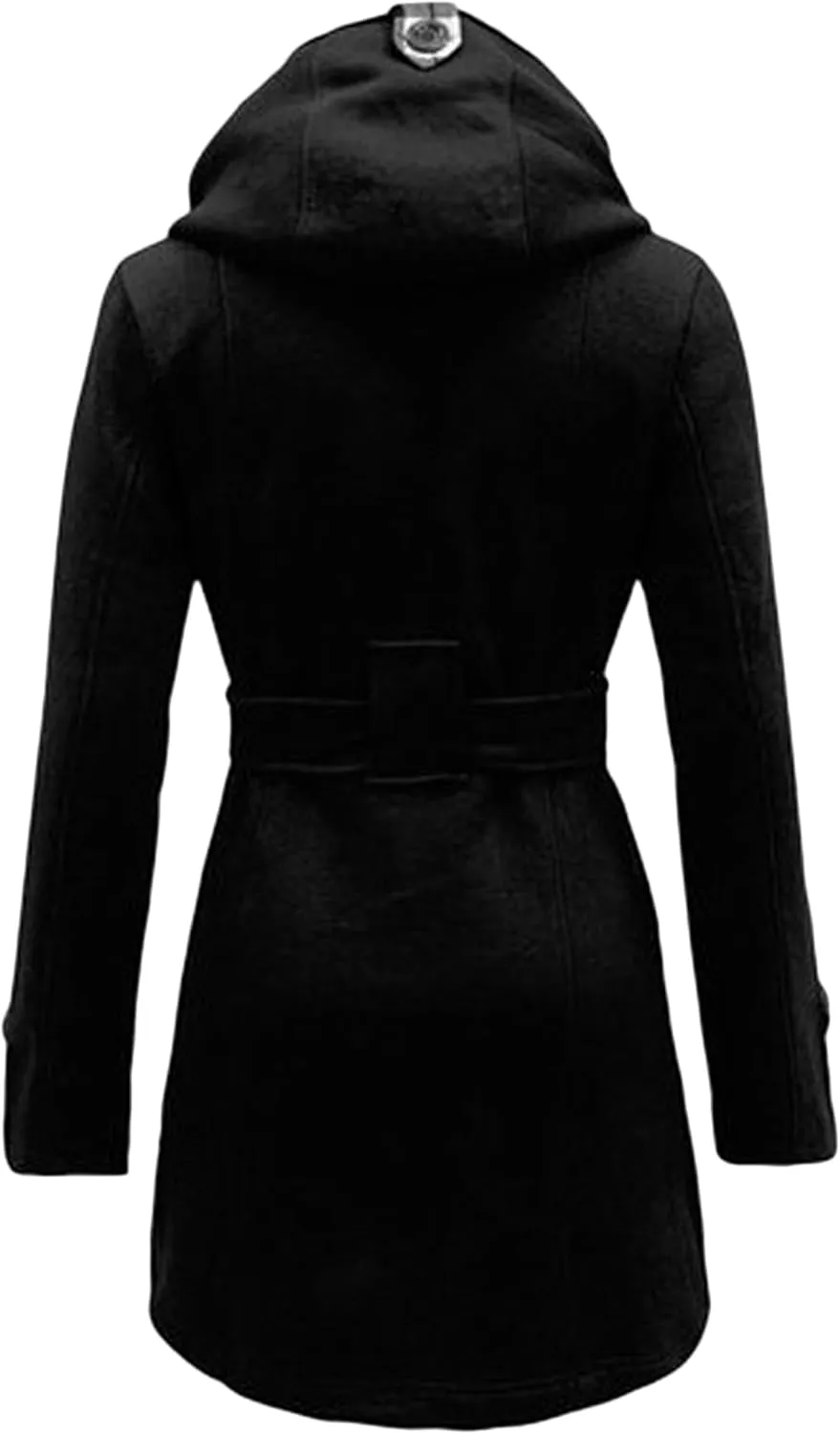 Women's Wool Blend Plaid Casual Pea Coat Double Breasted Warm Mid Long Pea Coat Winter Slim Pea Coat