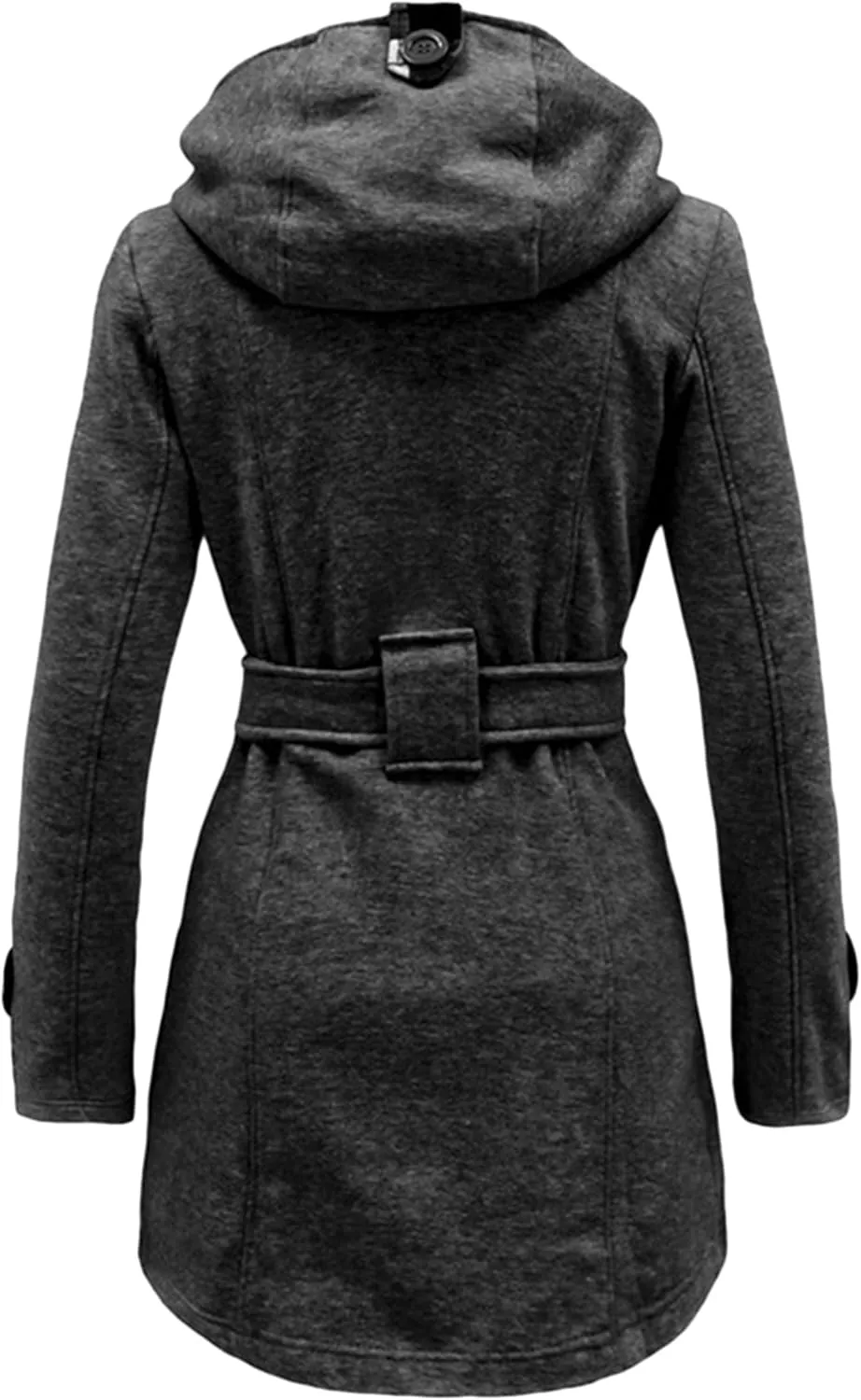 Women's Wool Blend Plaid Casual Pea Coat Double Breasted Warm Mid Long Pea Coat Winter Slim Pea Coat