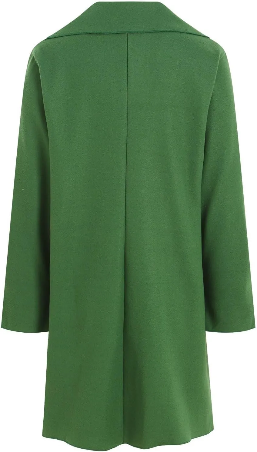 Womens Wool Blend Trench Coat Single Breasted Lapel Jacket Mid Length Solid Color Coat for Women