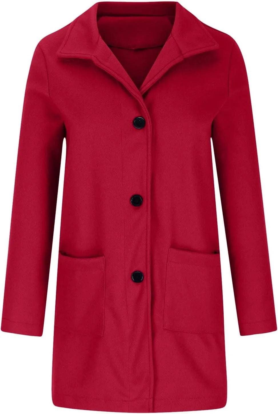 Womens Wool Blend Winter Coats Single Breasted Long Overcoats Stand Collar Slim Fit Jackets Trench Coat Outwear