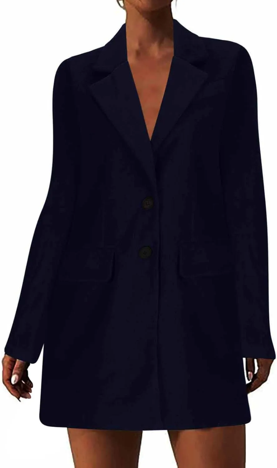 Wool Coat for Women 2024 Thicken Single Breasted Pea Coat Mid Long Stand Collar Trench Coat Winter Jackets with Pocket