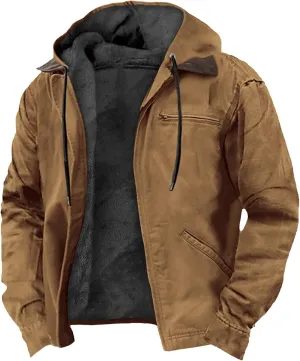 Ymosrh Men's Casual Jacket Sweatshirts Fleece Jackets Thick Sherpa Lined Winter Hoodie Coats Outwear Jacket, S-8XL