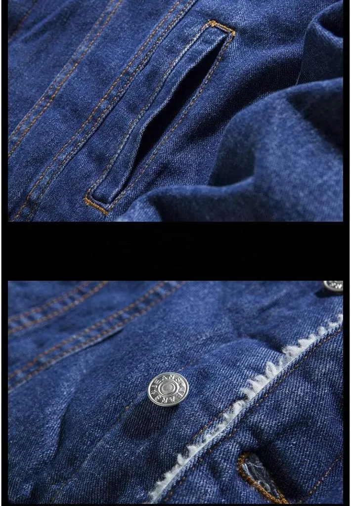 Ymosrh Men's Fashion Jacket Trendy Sherpa Lined Denim Jackets Fleece Warm Winter Work Trucker Coats Work Jacket, S-6XL