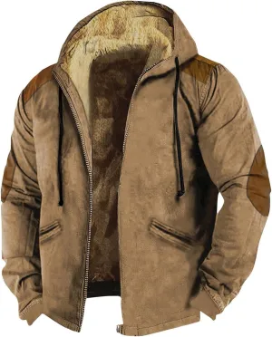 Ymosrh Men's Hooded Work Jacket Lined Fleece Military Cargo Jackets Warm Coat Outerwear Hoodies Work Coats Jacket, M-7XL
