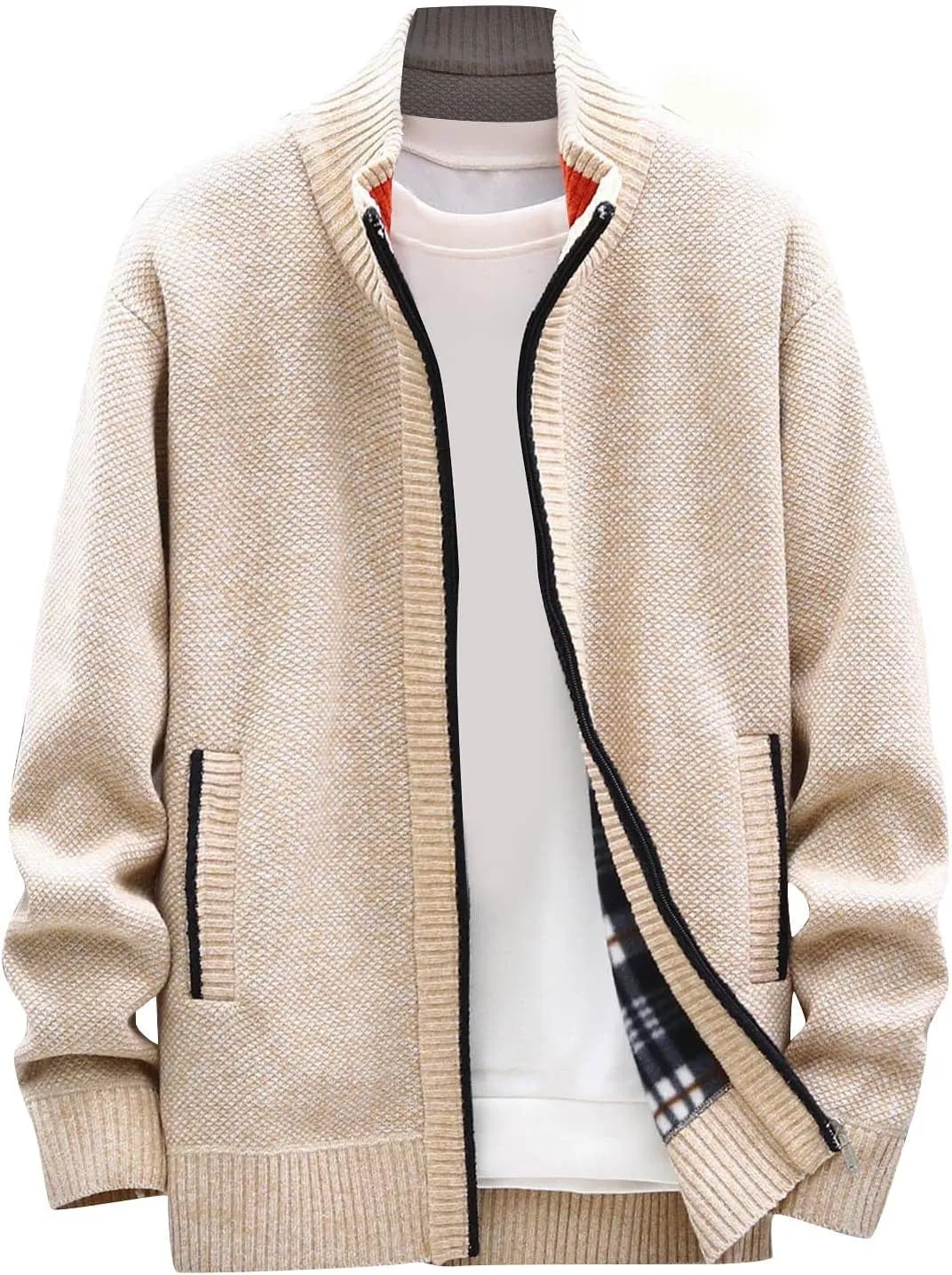 Ymosrh Mens Jackets and Winter Men's Fashion Loose Cardigan Warm Lapel Hooded Jacket Sweater Lightweight Rain Jacket