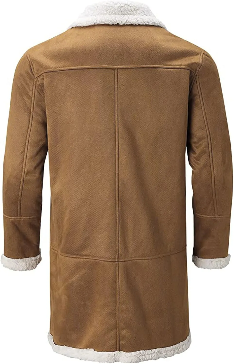 Ymosrh Men's Warm Coat Casual Sherpa Fleece Lined Jackets Winter Fur Collar Long Trench Coats with Pockets Jacket, M-5XL