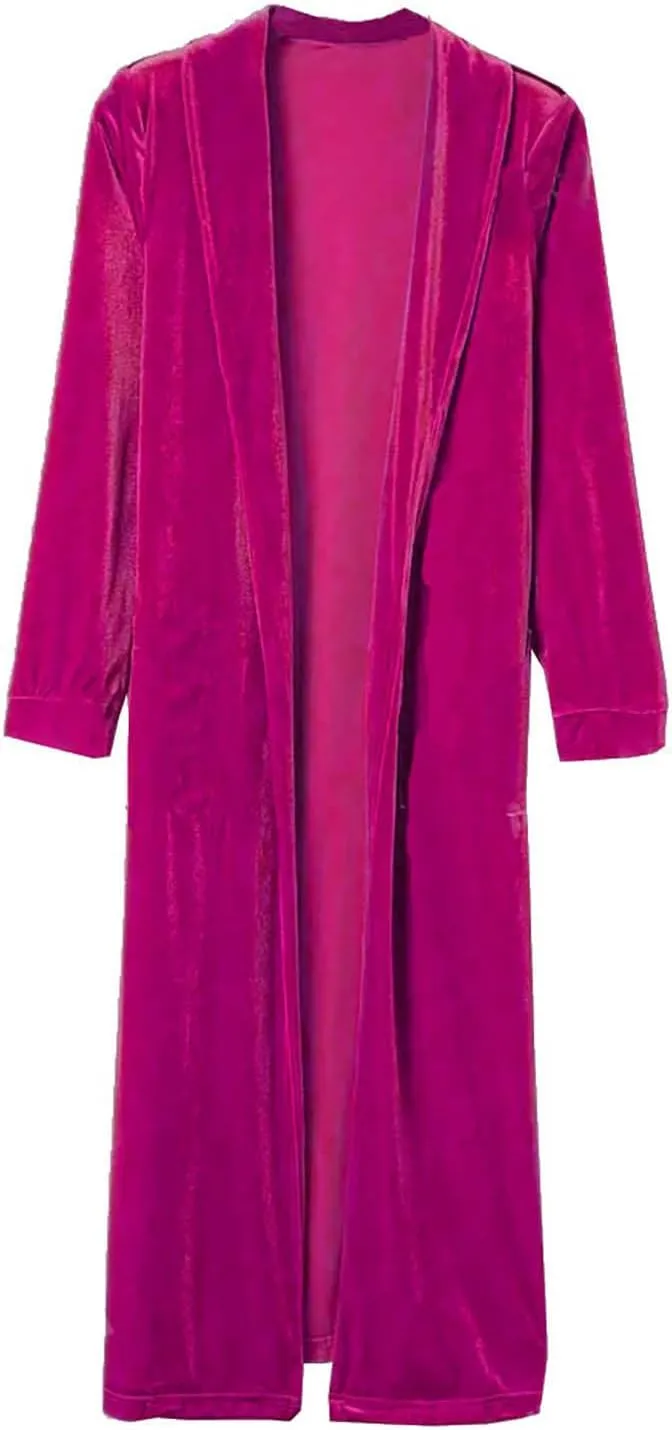 YRAETENM Women's Long Velvet Cardigan Jacket Fall Dressy Open Front Velour Lapel Coatigan Jackets Business Office Outwear
