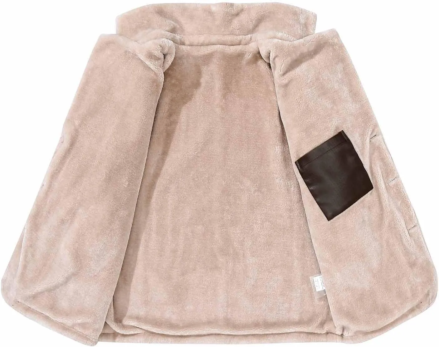 Zeiyignr Mens PU Leather Jackets Sherpa Lined Trench Coats Faux Fur Collar Trucker Coat Fleece Single Breasted Suit Jacket