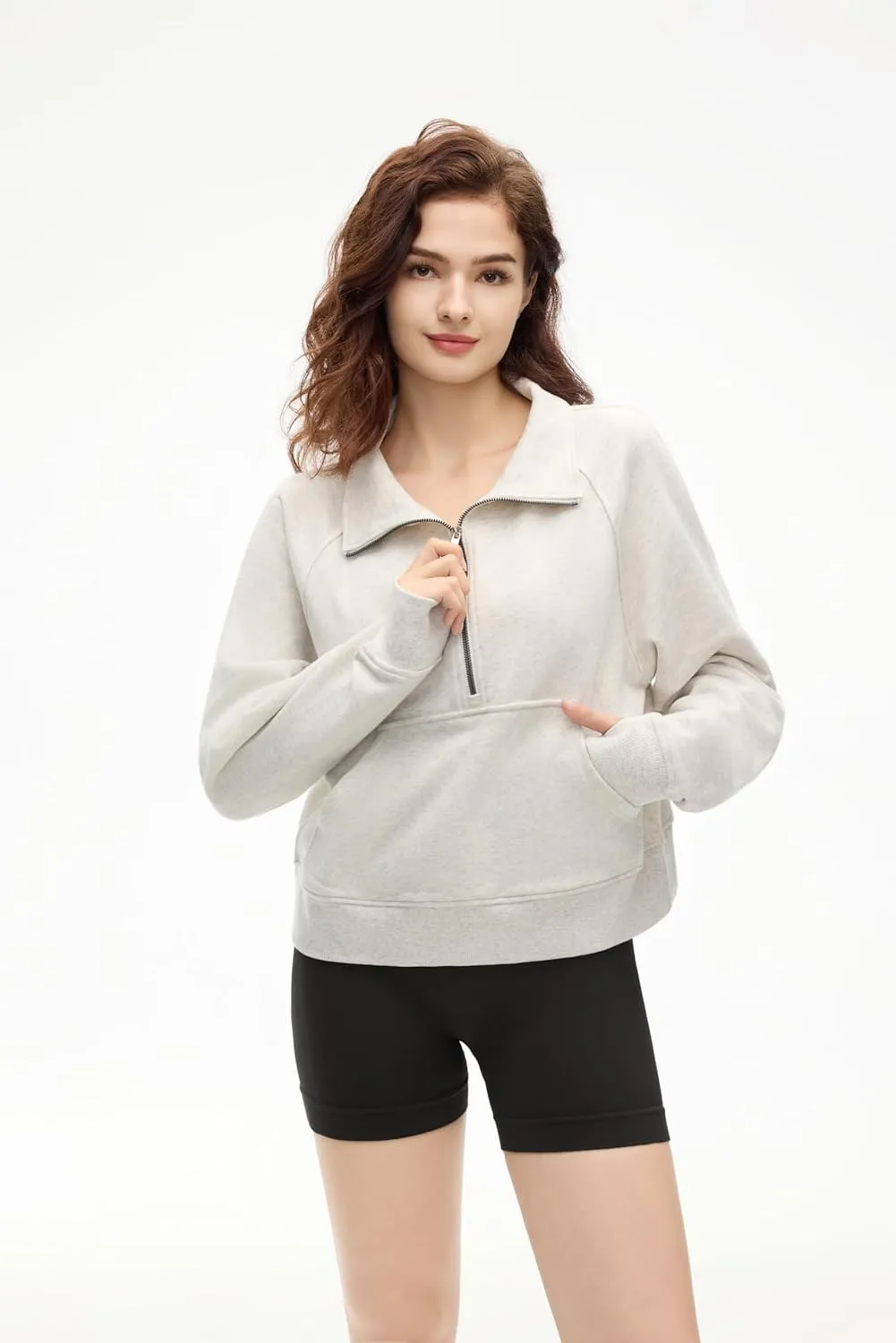 Zip Sweatshirts Cropped Womens Quarter Zip Up Pullover Sweaters Fall Fashion Outfits