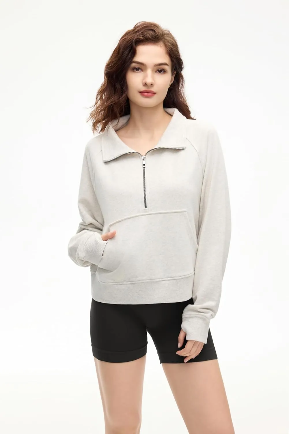 Zip Sweatshirts Cropped Womens Quarter Zip Up Pullover Sweaters Fall Fashion Outfits