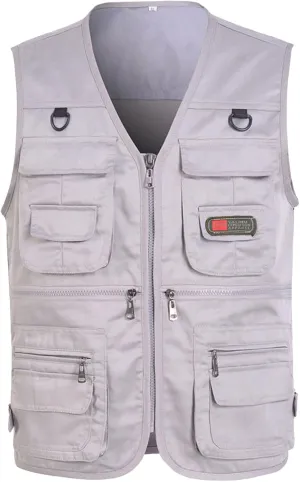 ZYXTIM Men's Utility Cargo Vest with Multi Pockets Casual Outdoor Work Safari Fishing Hunting Work Photo Vest Big&Tall